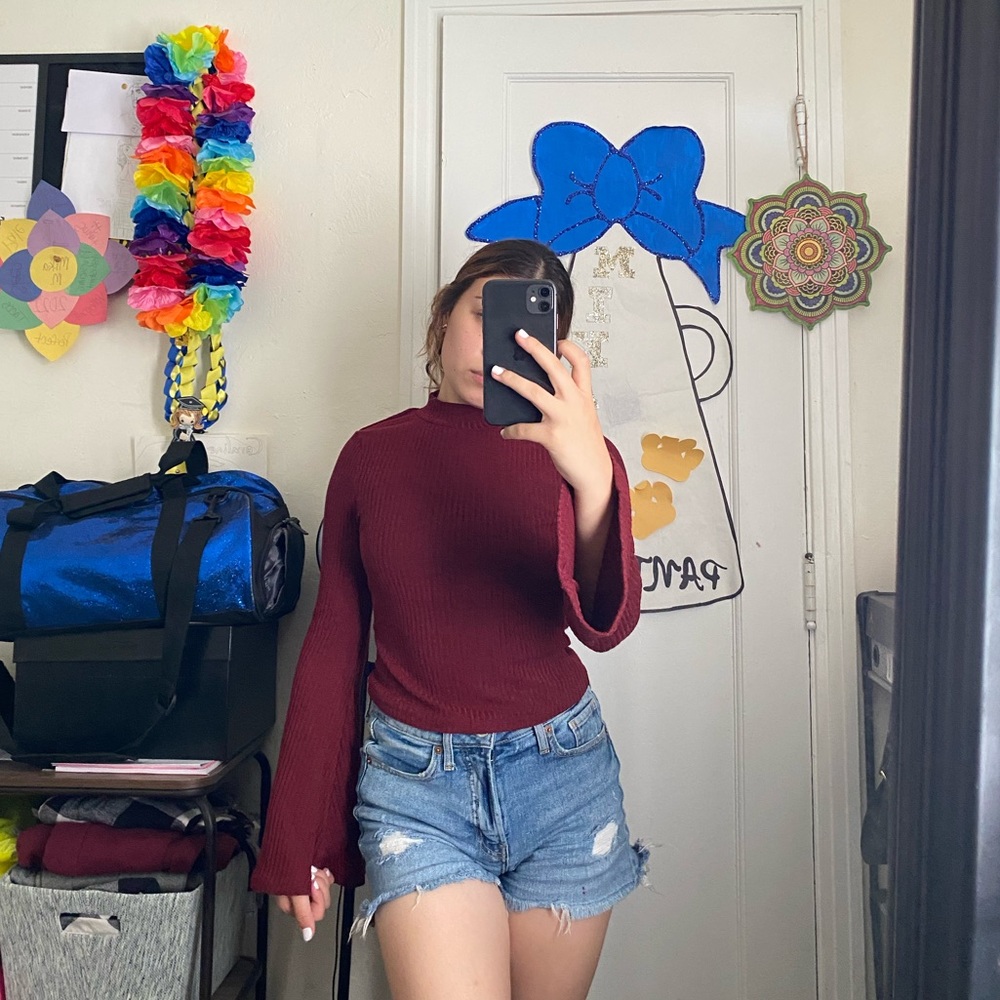 Burgundy Flaired Long Sleeve